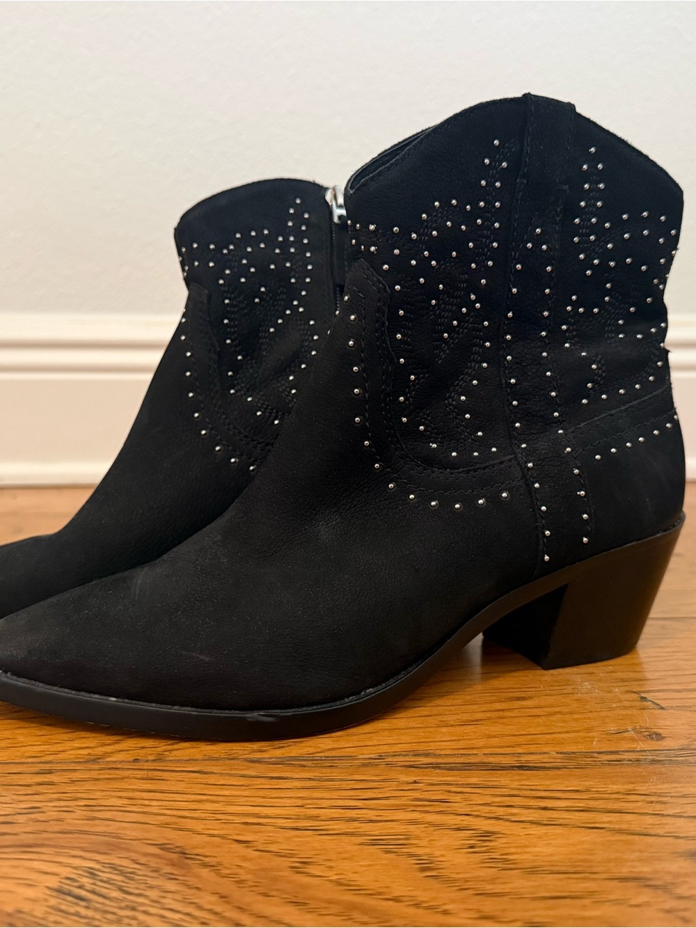 Dolce Vita Black Stud-Embellished Western Ankle Boots